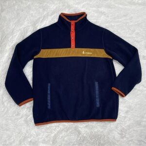 Cotopaxi Men’s T Snap Fleece Sweatshirt Size L Large Blue Tan Outdoor Sweater
